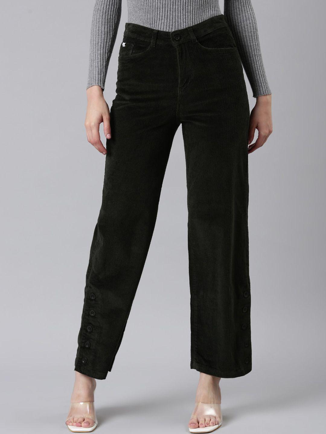 SHOWOFF Women Straight Fit High-Rise Trousers