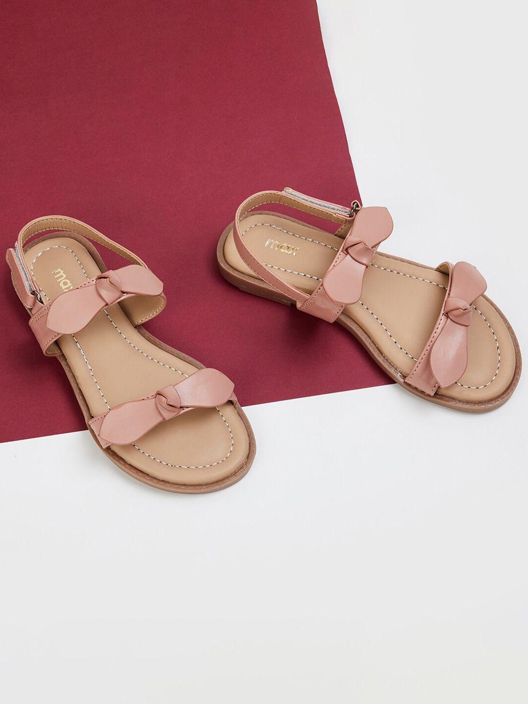 max Girls Pink PU Comfort Sandals