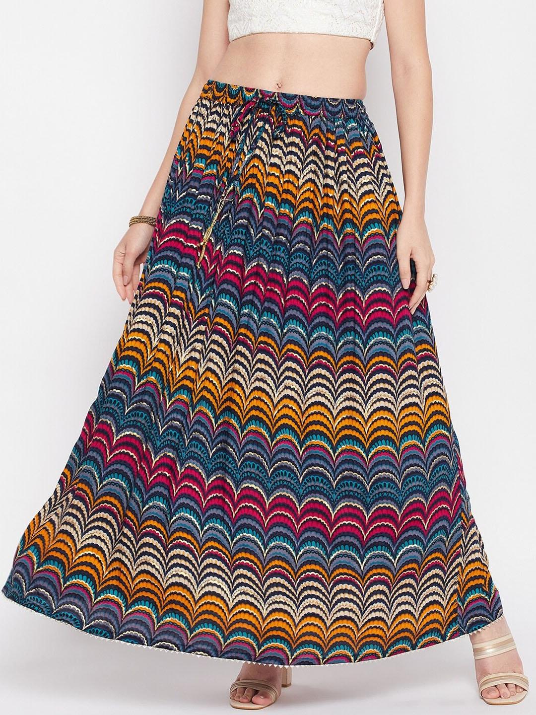Clora Creation Ethnic Motif Printed Flared Maxi Skirt