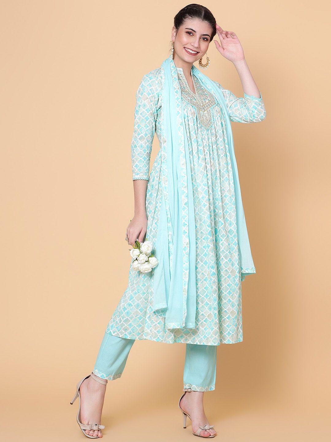 bani-women-ethnic-motifs-printed-mirror-work-pure-cotton-kurta-with-trousers-&-dupatta