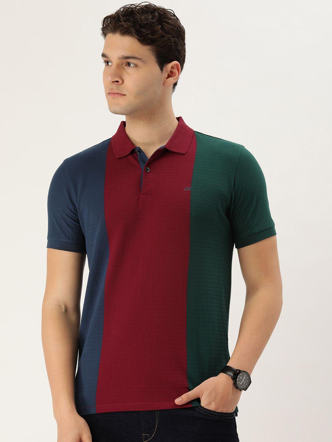 peter-england-men-colourblocked-polo-collar-slim-fit-t-shirt
