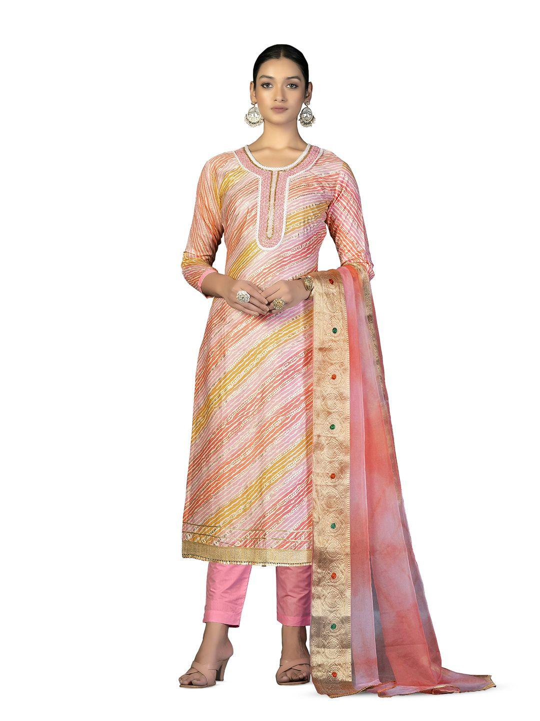 MANVAA Leheriya Printed Unstitched Dress Material