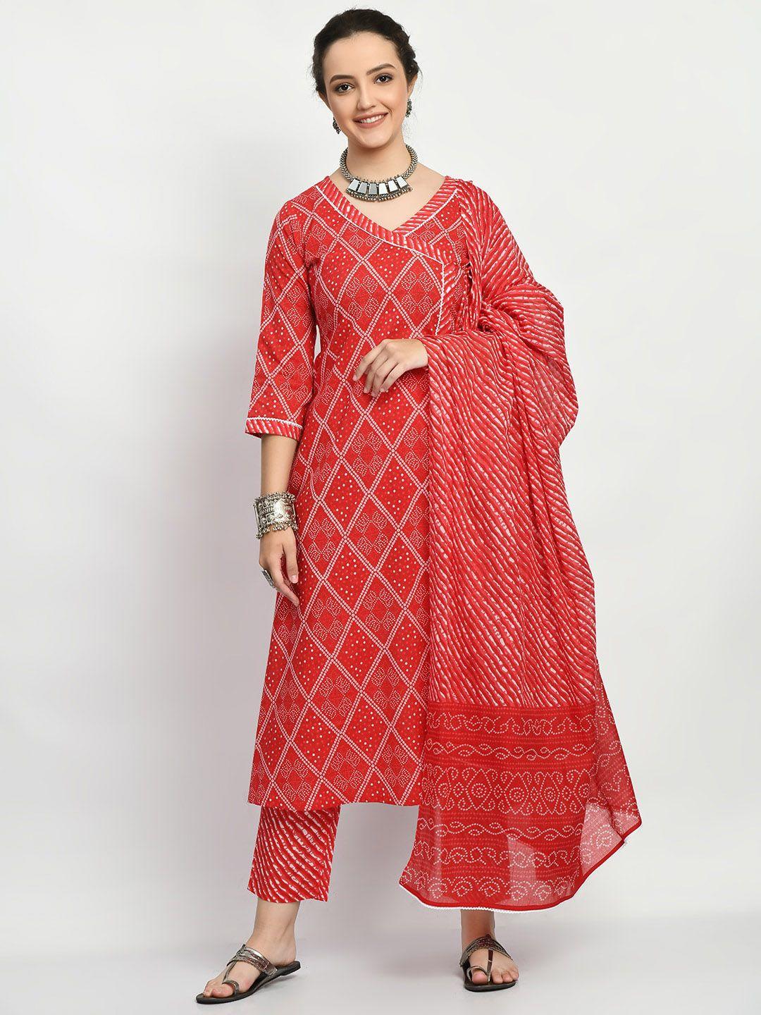 kalini-bandhani-printed-angrakha-pure-cotton-anarkali-kurta-&-trousers-with-dupatta