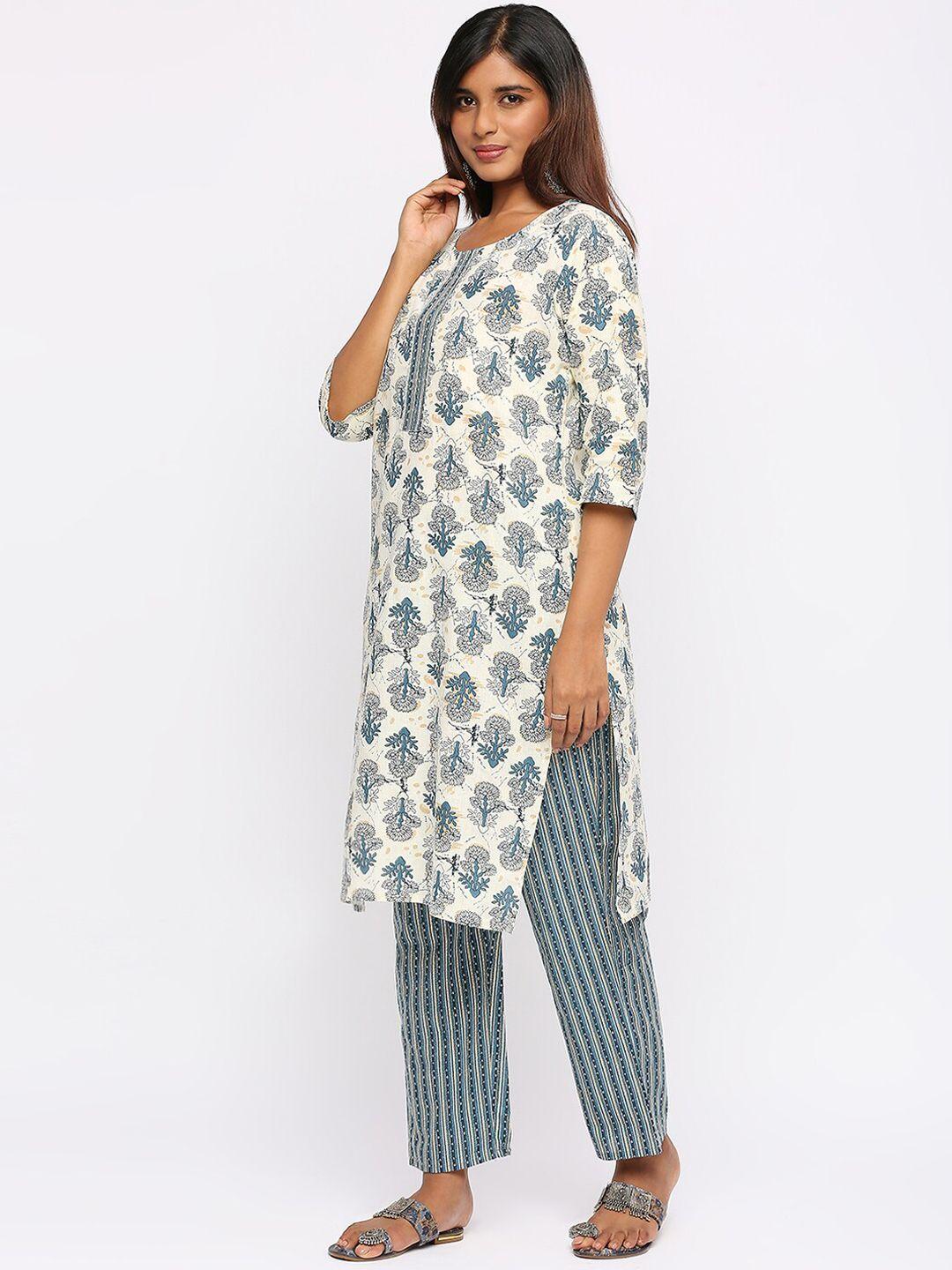 zri-ethnic-motifs-printed-gotta-patti-pure-cotton-straight-kurta-with-trousers