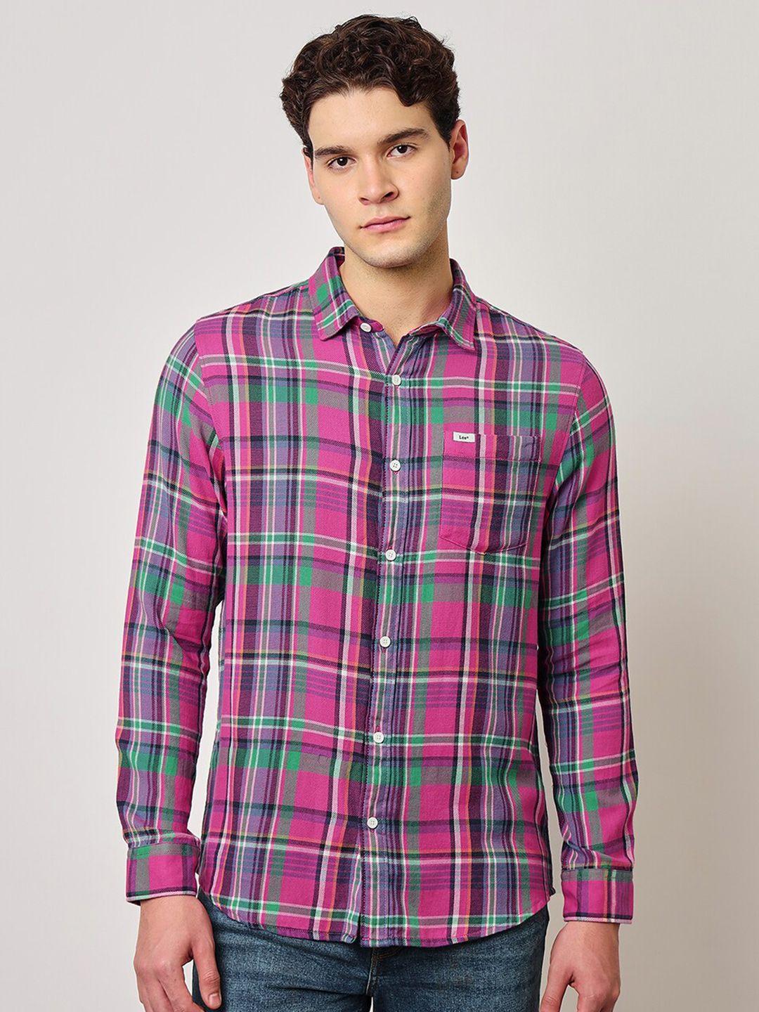 lee-straight-checked-cotton-casual-shirt