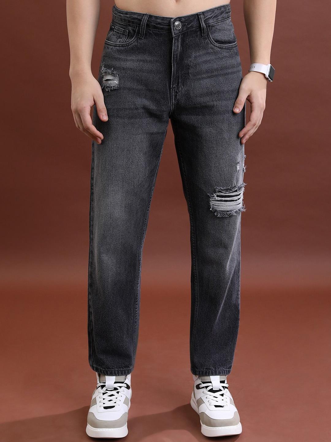 HIGHLANDER Men Straight Fit Mildly Distressed Light Fade Jeans