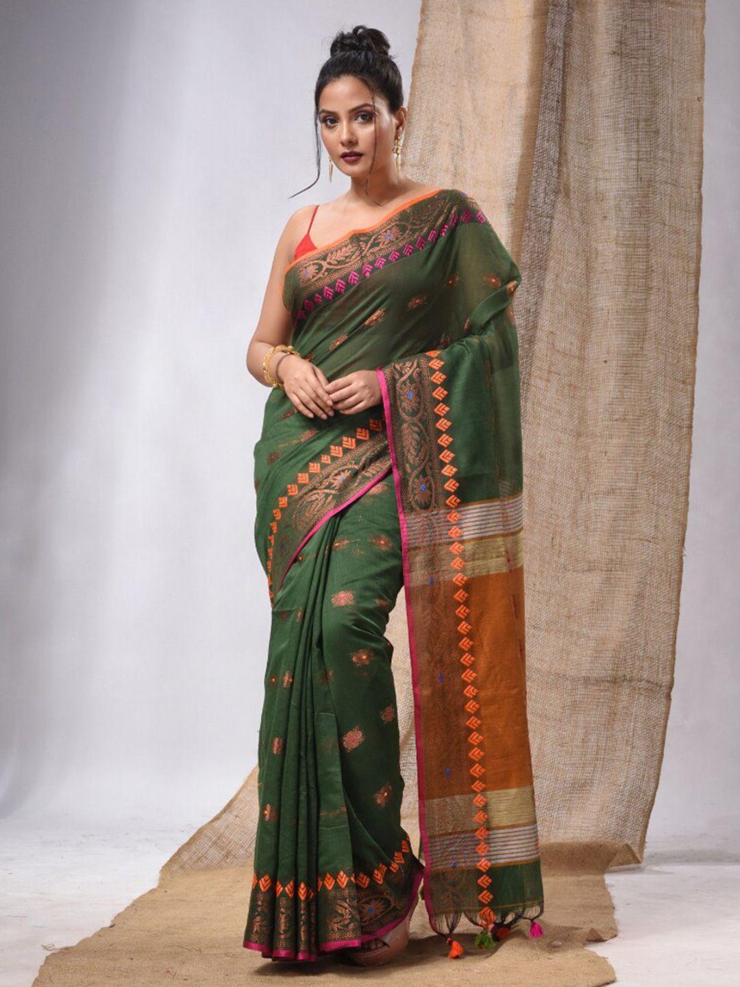 Charukriti Ethnic Motifs Woven Design Zari Silk Cotton Saree