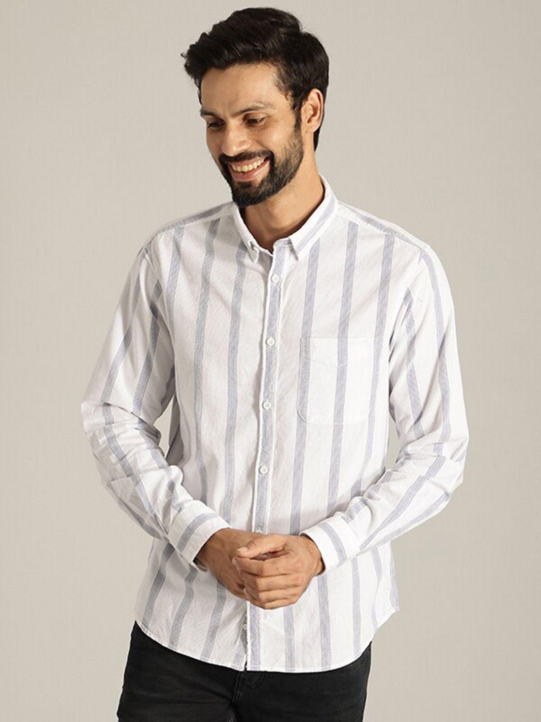 Indian Terrain India Slim Fit Vertical Striped Casual Pure Cotton Shirt