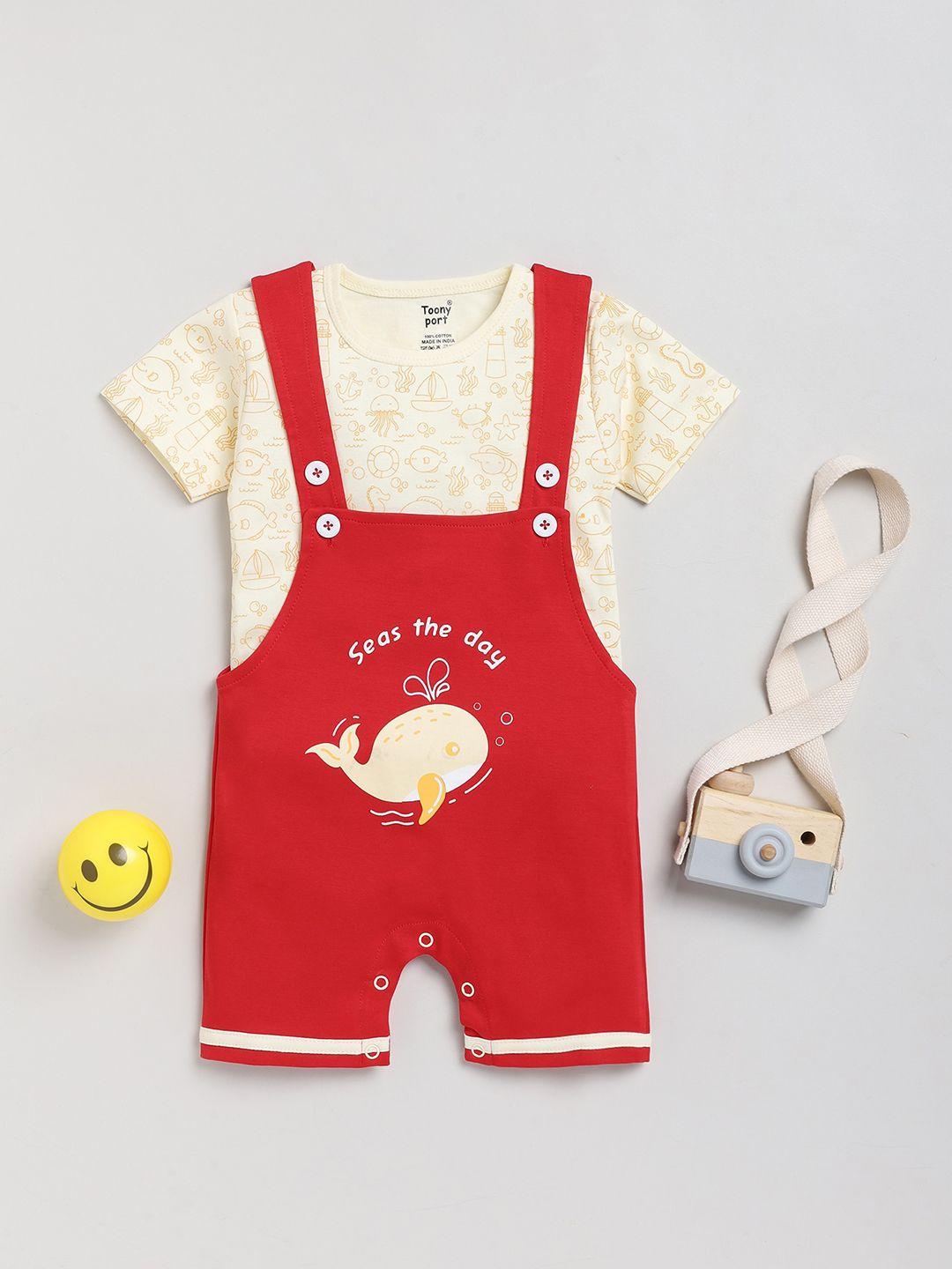 toonyport-infants-conversational-printed-pure-cotton-dungaree-with-t-shirt
