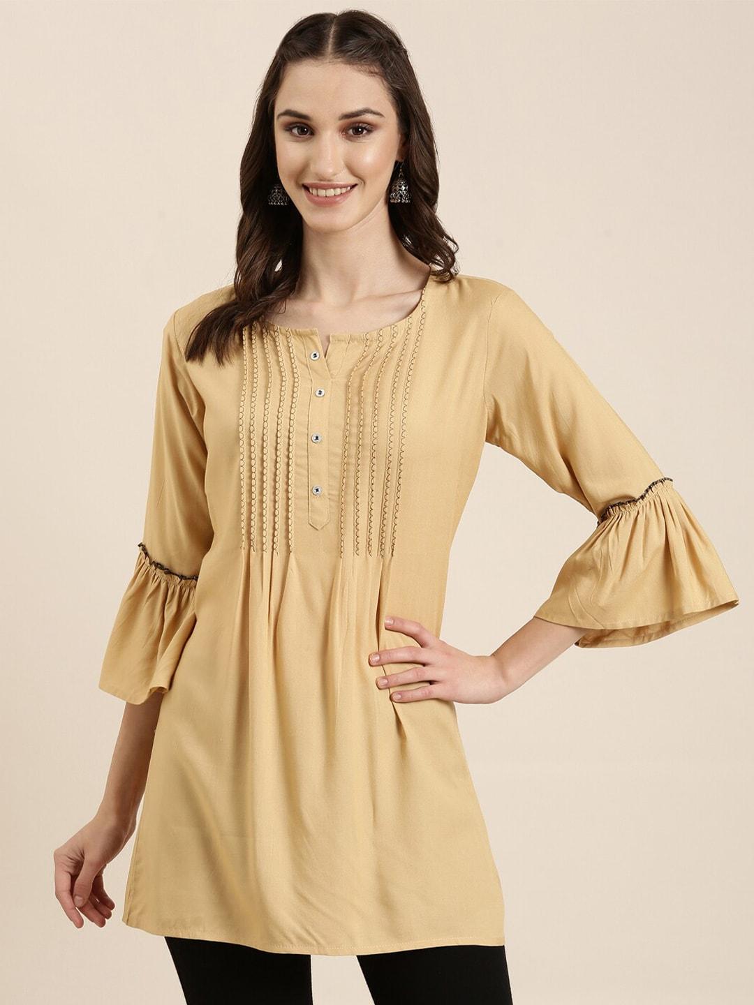 SHOWOFF Pleated Bell Sleeves A-Line Kurti