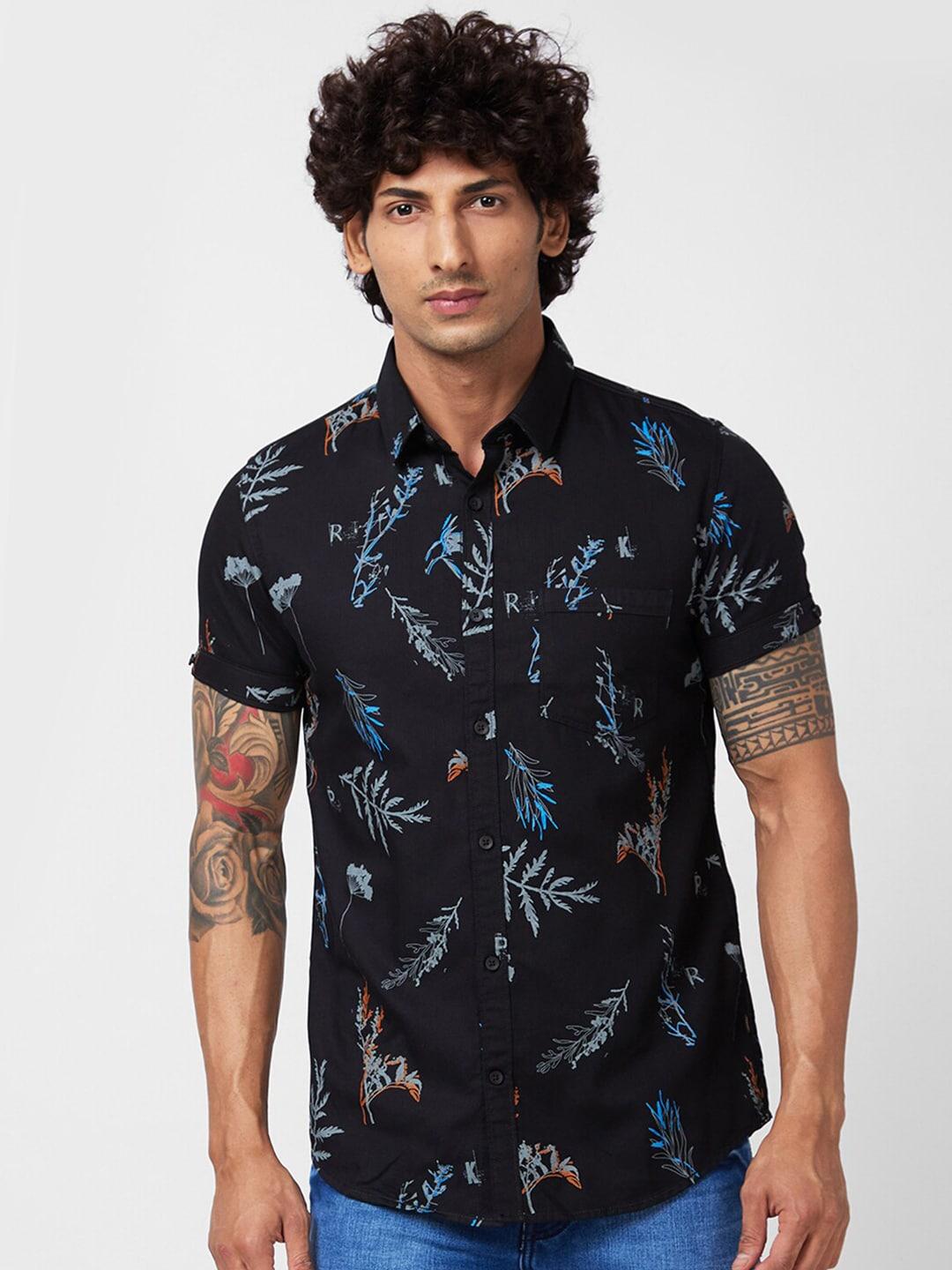 SPYKAR Slim Fit Floral Printed Opaque Cotton Casual Shirt