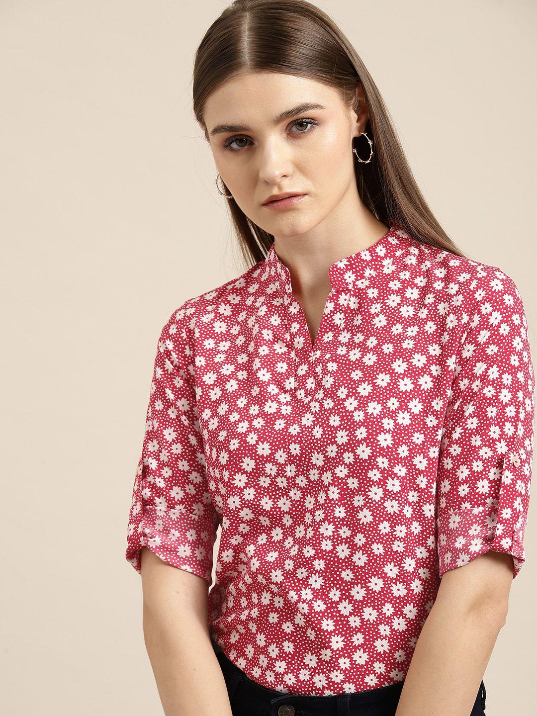 her-by-invictus-floral-print-mandarin-collar-roll-up-sleeves-top