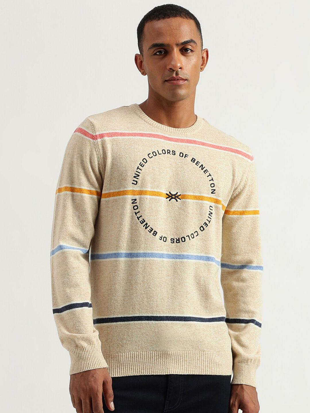 United Colors of Benetton Striped Round Neck Woollen Pullover