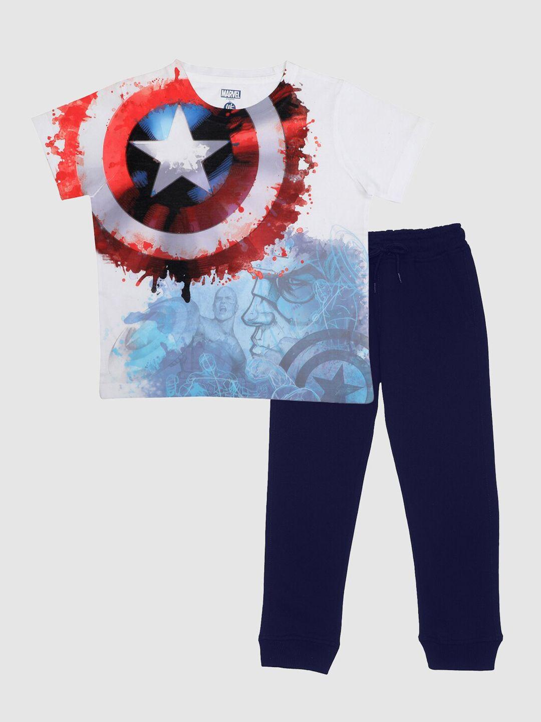 YK Marvel Boys Captain America Printed T-shirt with Joggers
