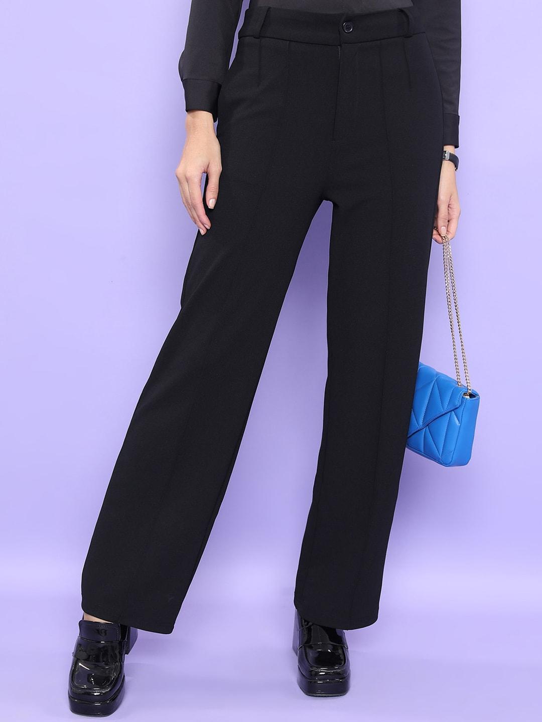 Tokyo Talkies Women Straight Fit High-Rise Formal Trousers