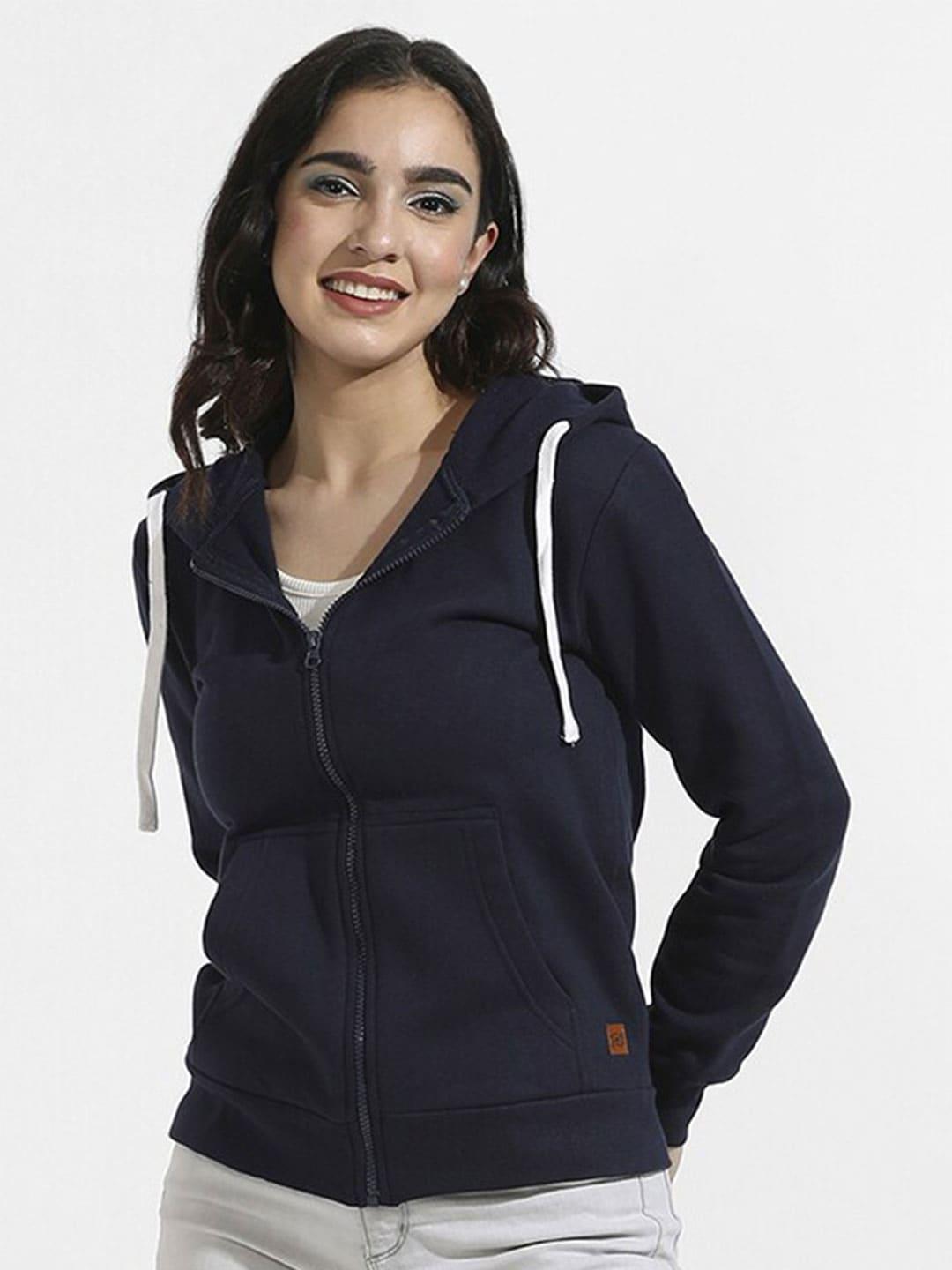 Campus Sutra  Hooded Cotton Front Open Sweatshirt