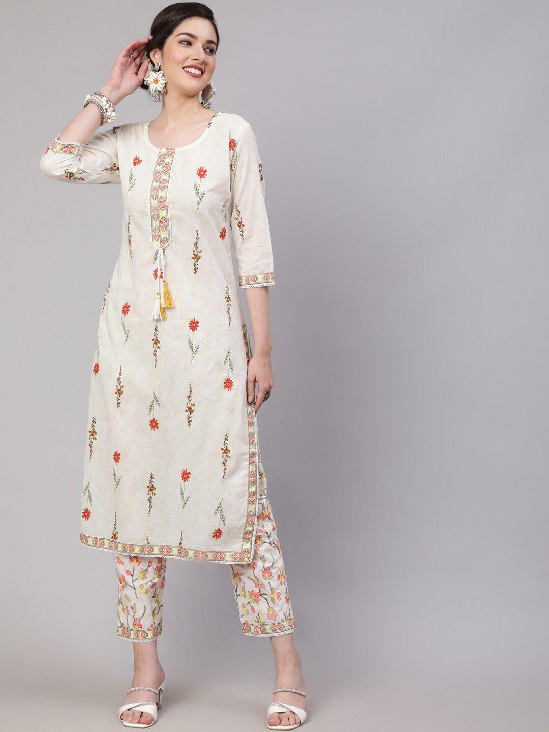 saabhi-floral-printed-pure-cotton-straight-kurta-with-trousers