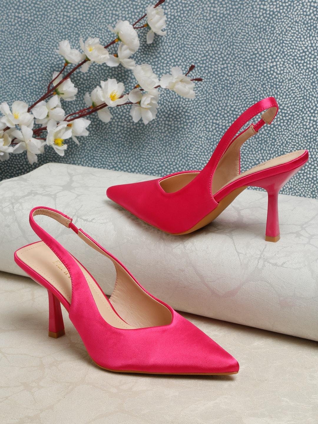 Flat n Heels Pointed Toe Stiletto Pumps With Backstrap