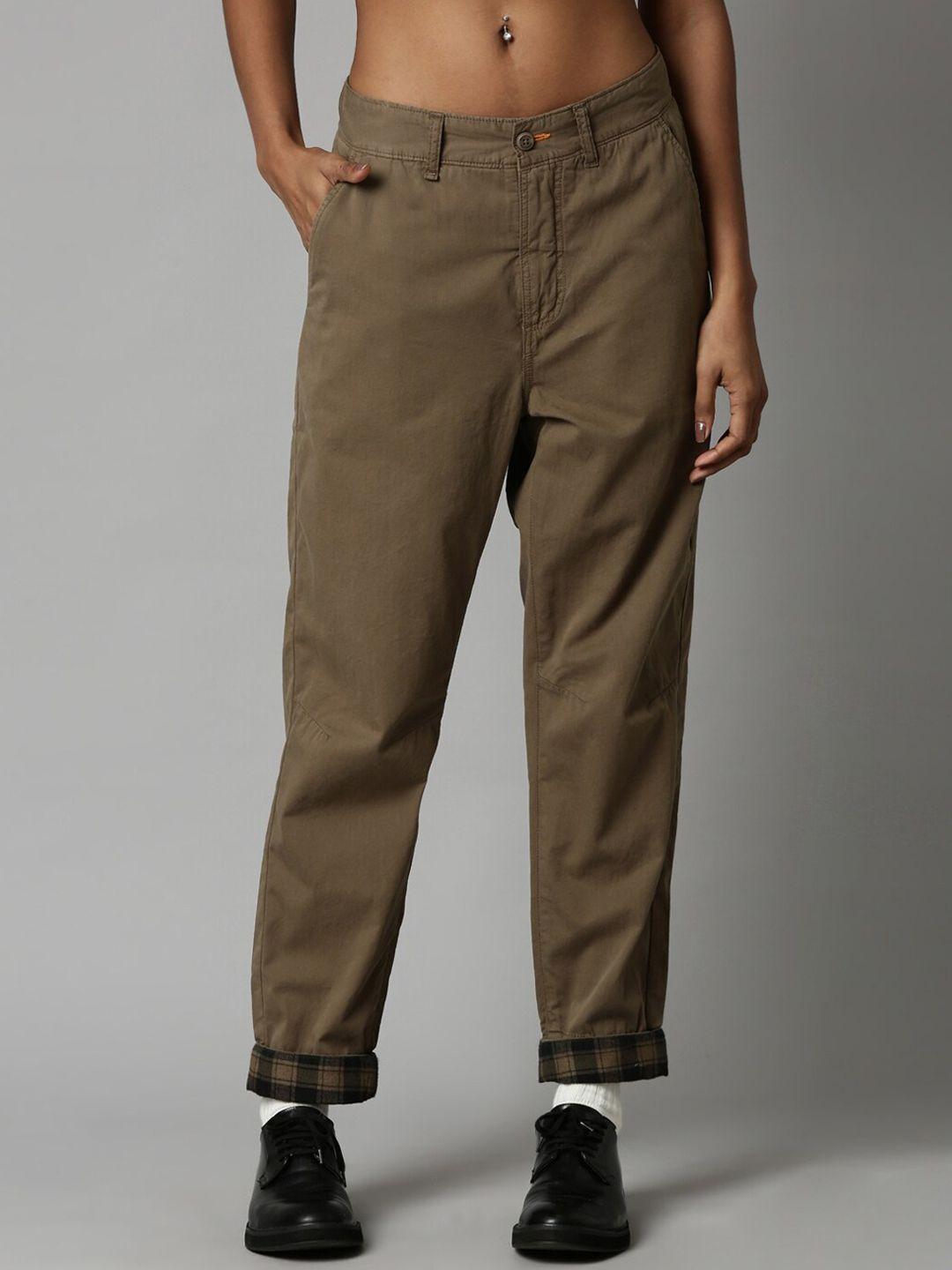 breakbounce-women-regular-fit-mid-rise-cotton-comfort-trousers