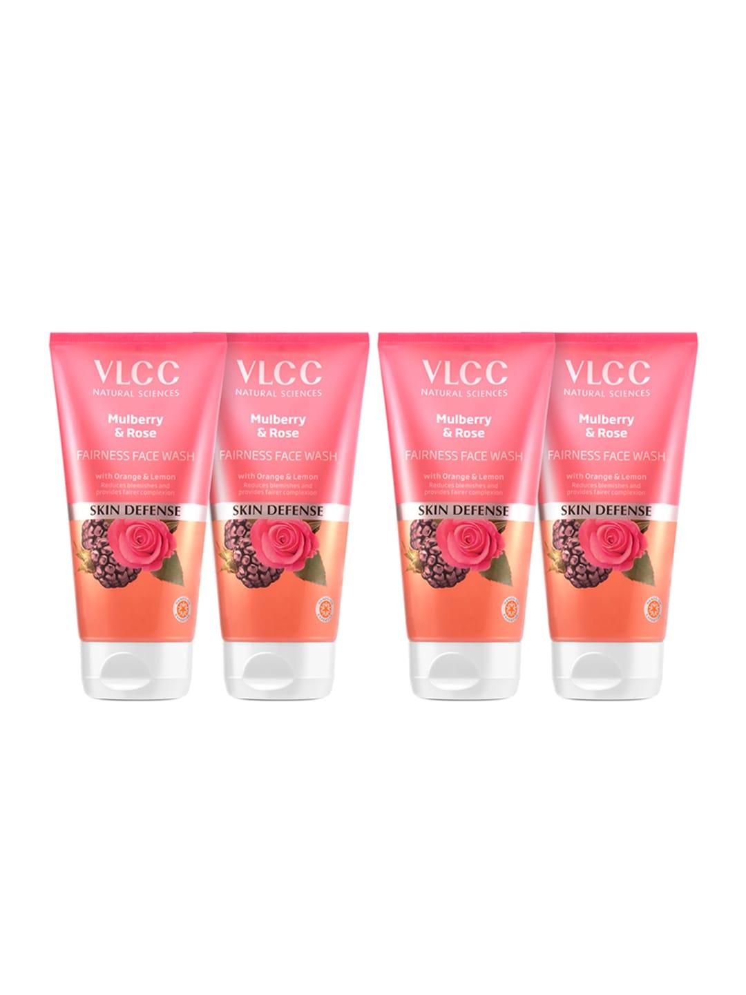 VLCC Set of 4 Skin Defense Mulberry & Rose Fairness Face Wash - 150ml Each