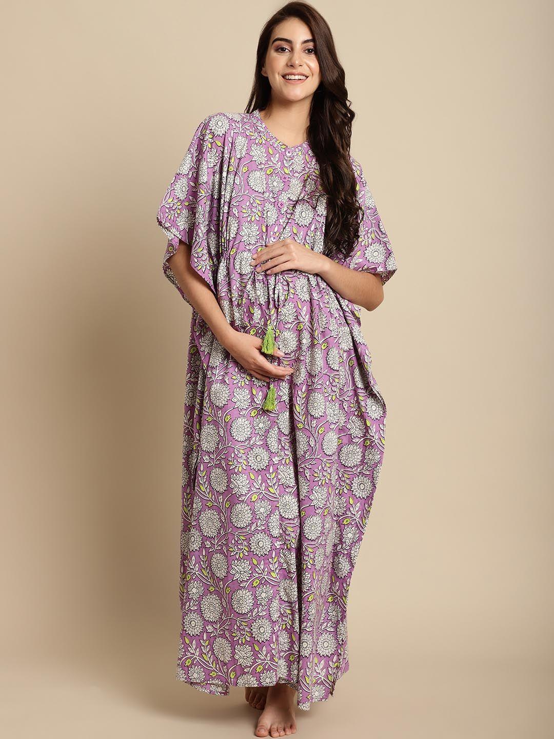 secret-wish-floral-printed-pure-cotton-maternity-kaftan-nightdress