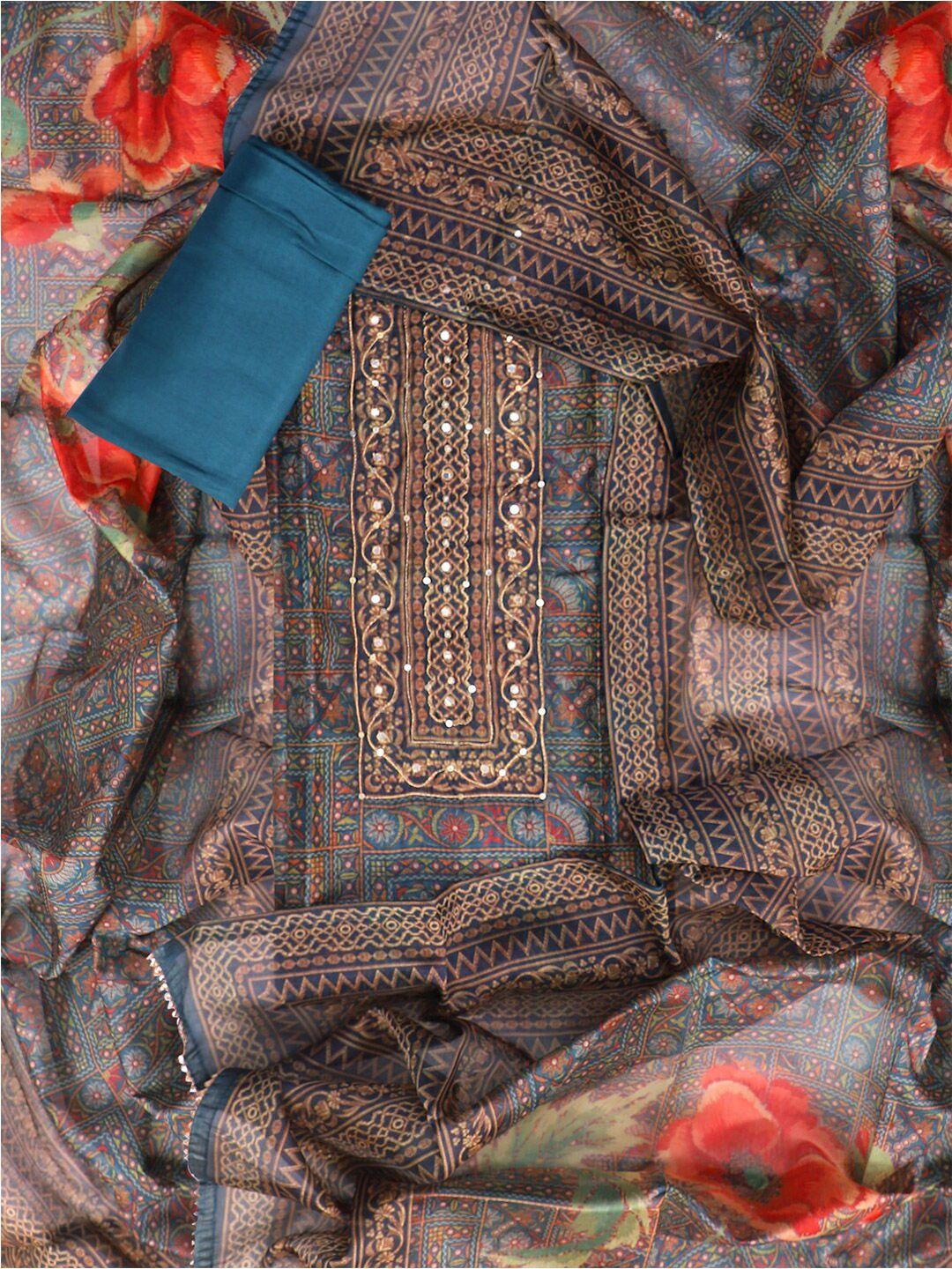 SALWAR STUDIO Ethnic Motifs Printed Unstitched Dress Material