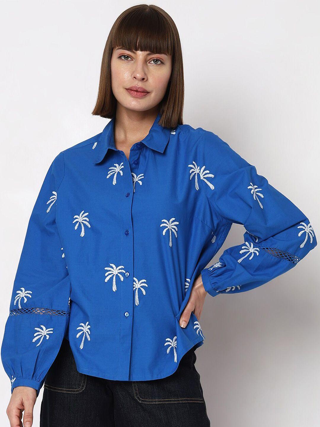 Vero Moda Floral Embroidered Pure Cotton Casual Shirt