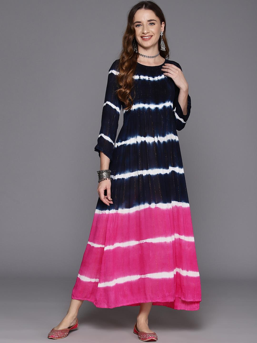 Indo Era Colourblocked A-Line Maxi Dress