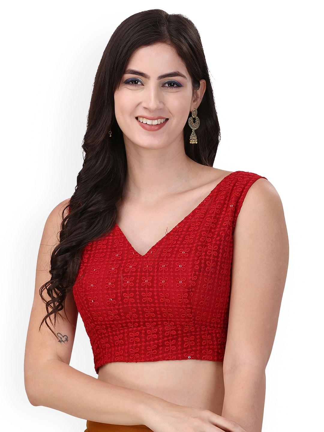 oomph!-embroidered-v-neck-sequined-pure-cotton-saree-blouse
