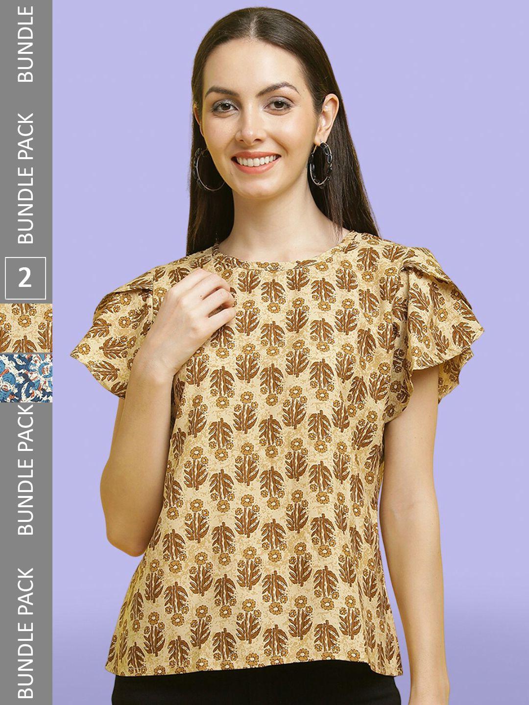 poshyaa-pack-of-2-floral-printed-flutter-sleeves-tops