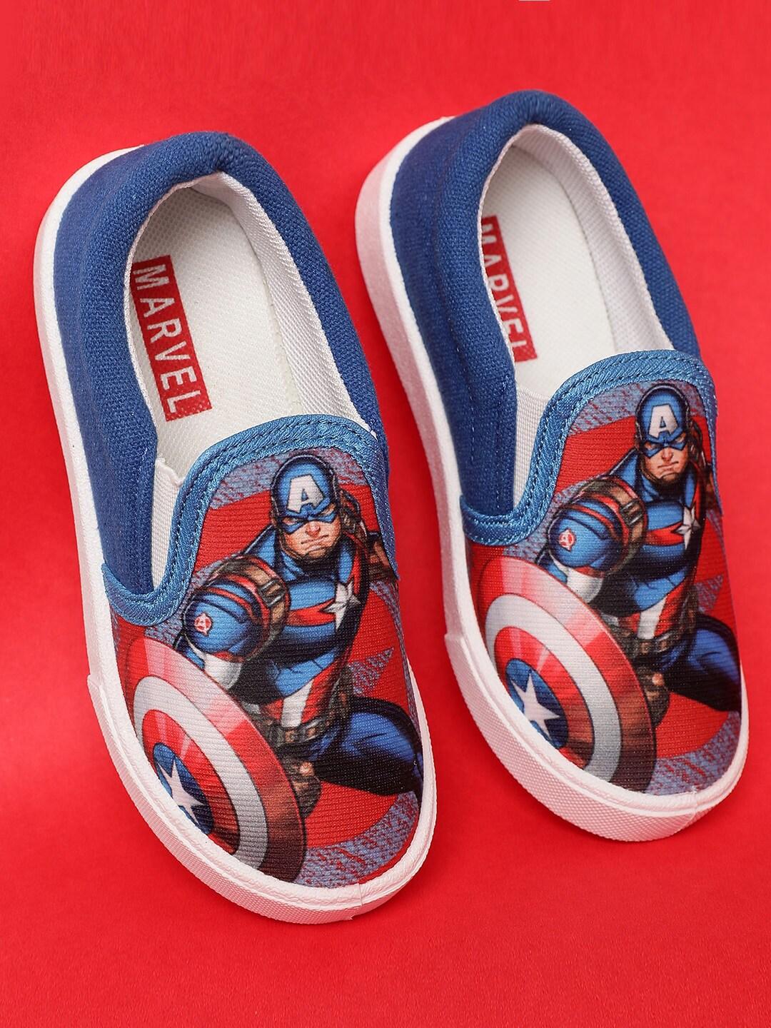 Kids Ville Boys Captain America Printed Textile Slip-On Sneakers
