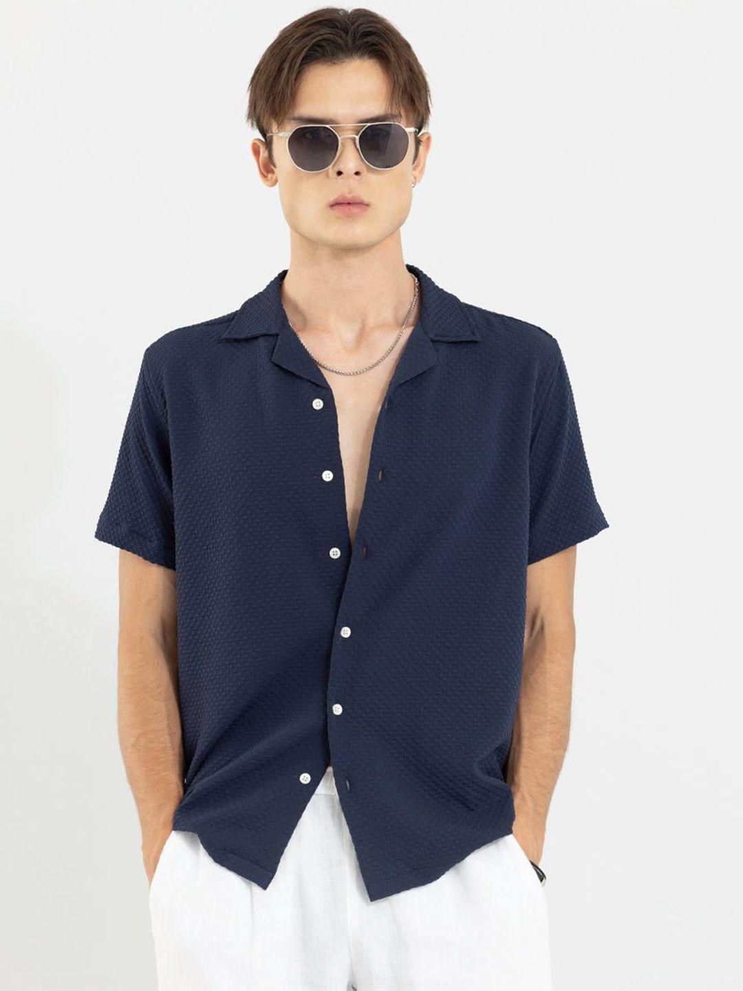 snitch-navy-blue-classic-boxy-self-design-casual-shirt