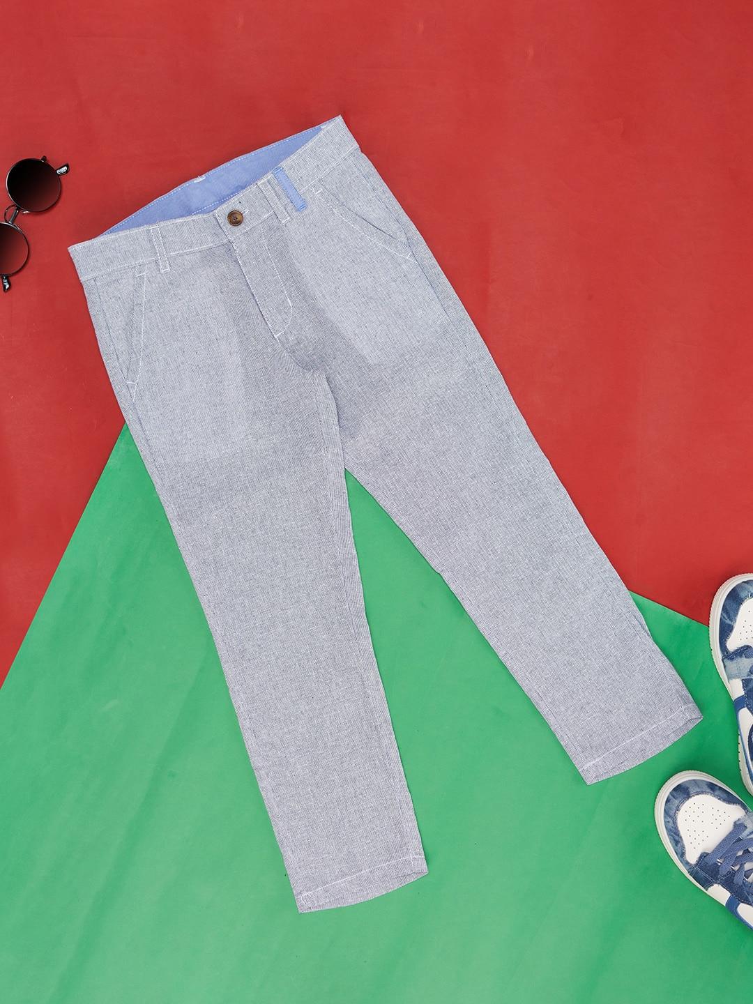 Pantaloons Junior Boys Self Design Cotton Trousers