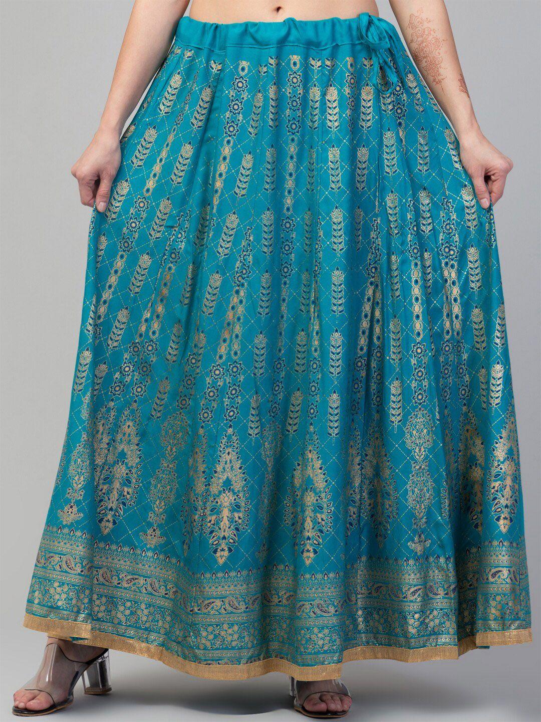 Trend Level Ethnic Motifs Printed Flared Maxi Skirts