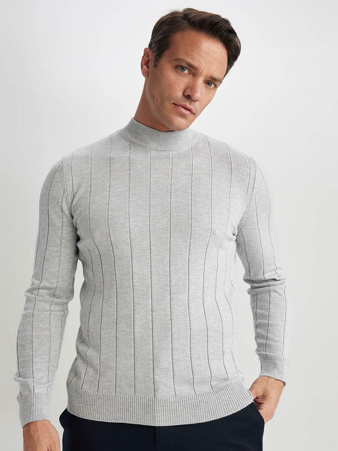 defacto-men-grey-ribbed-pullover