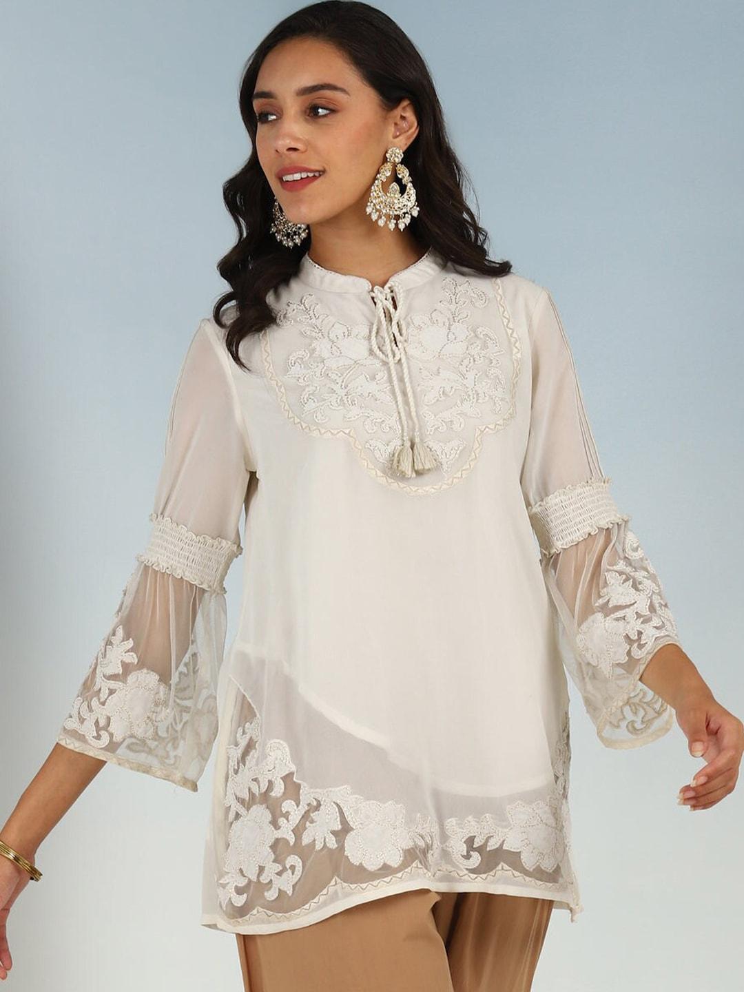Lakshita Floral Embroidered Lace Inserts Tunic