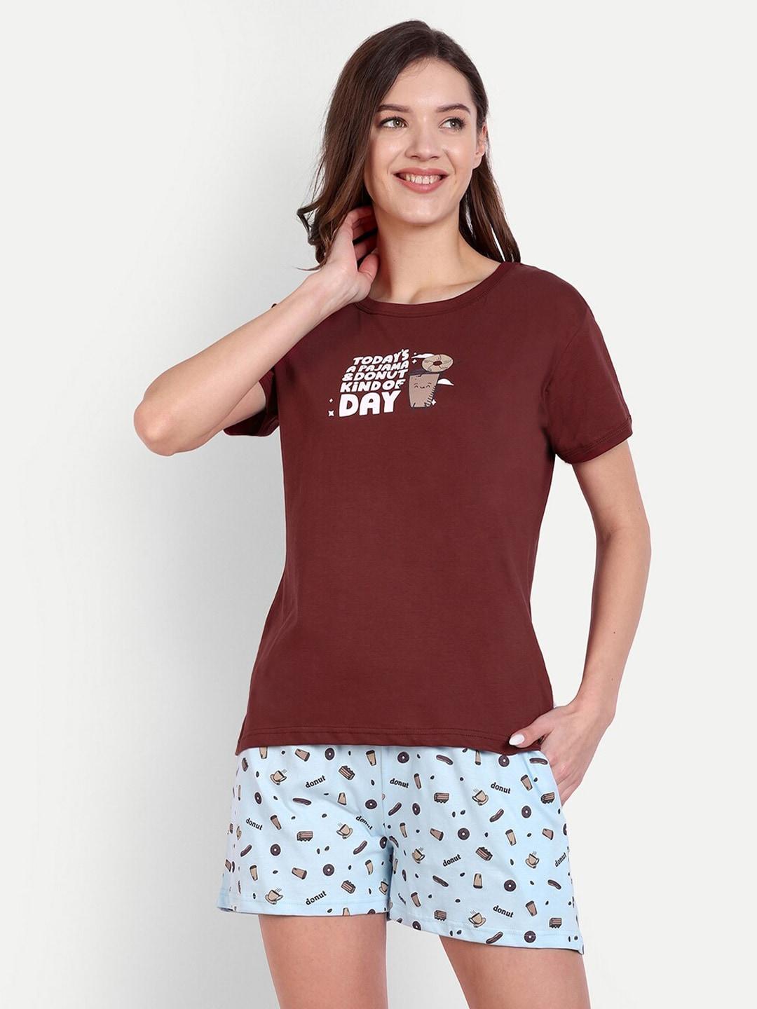 Bedtime story Round Neck Printed Pure Cotton T-Shirt & Pyjama