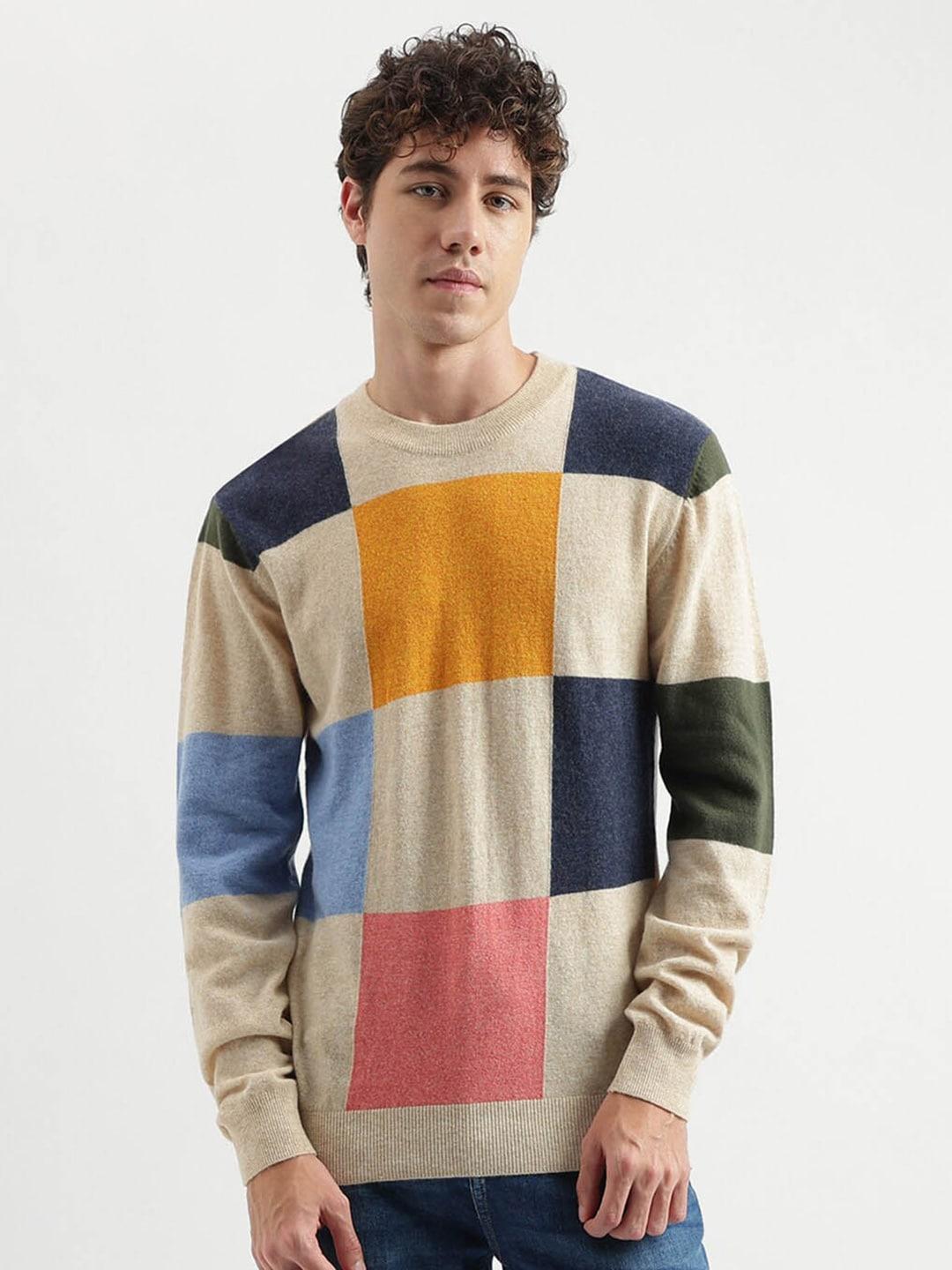 United Colors of Benetton Round Neck Colourblocked Pullover