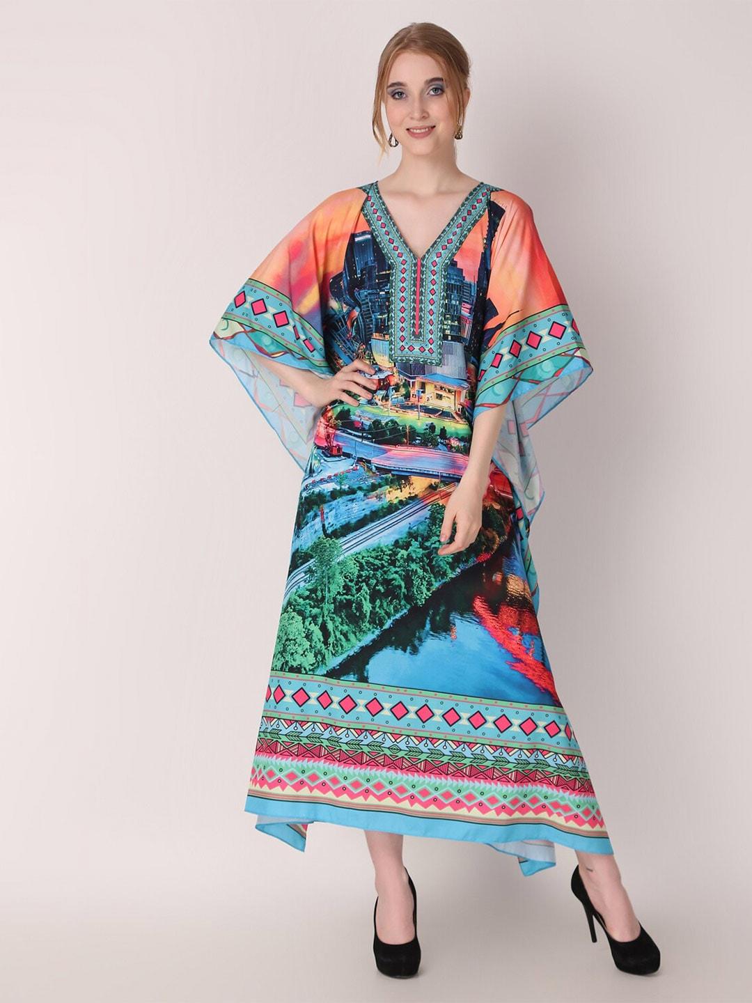 Rajoria Instyle Graphic Printed Kaftan Midi Dress
