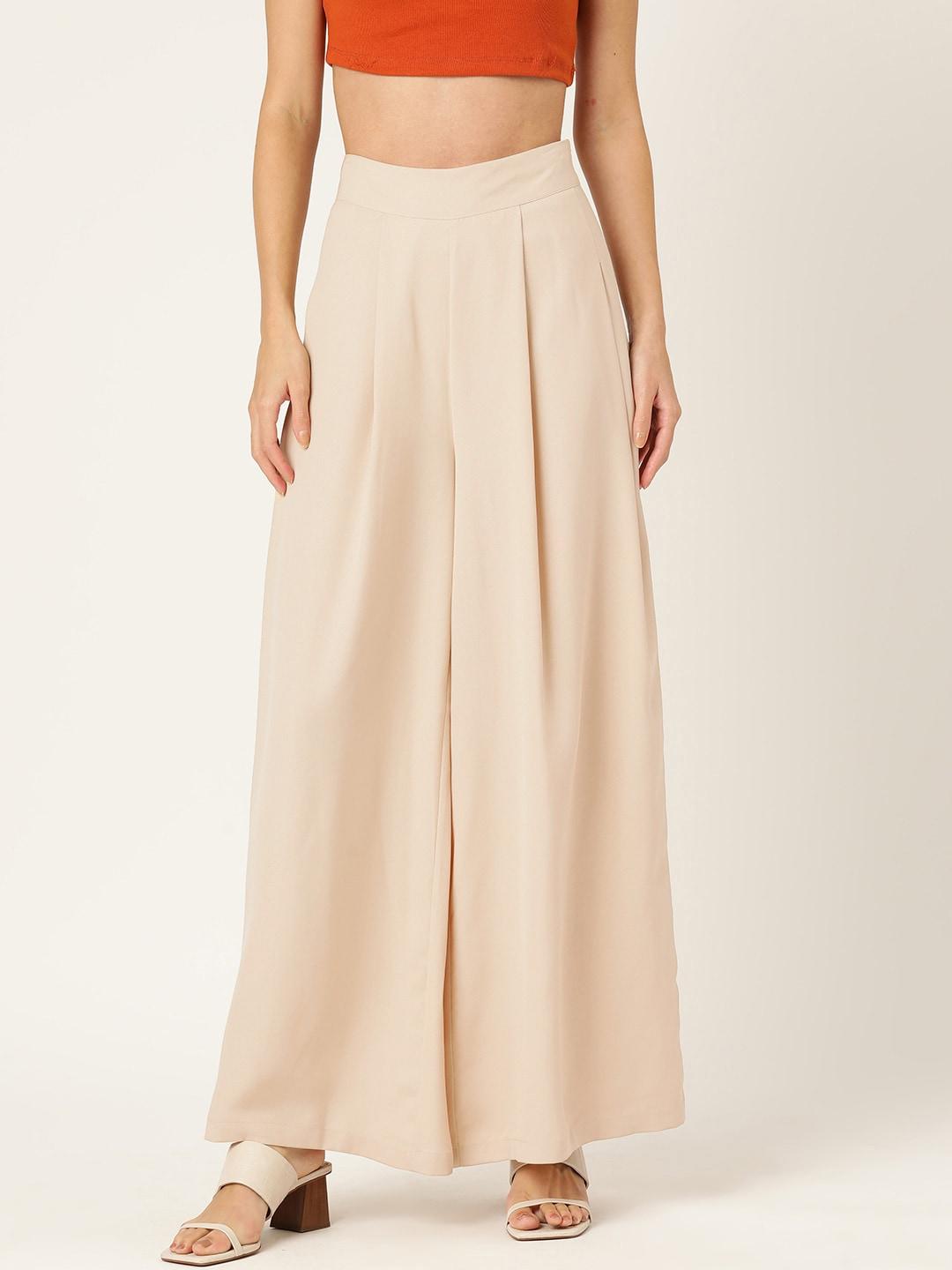 Rue Collection Women Relaxed Loose Fit High-Rise Pleated Trousers
