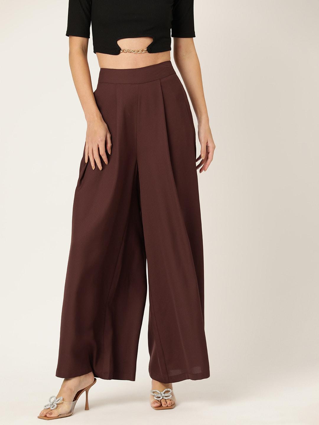 Rue Collection Women Relaxed Loose Fit High-Rise Pleated Trousers