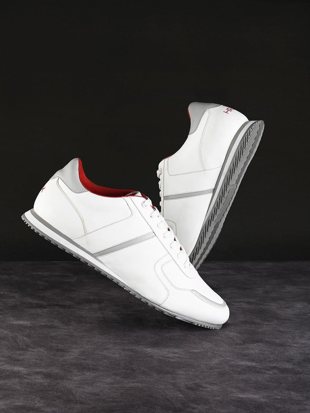 HRX by Hrithik Roshan Men White & Grey Retro Lightweight Comfort Insole Basics Sneakers