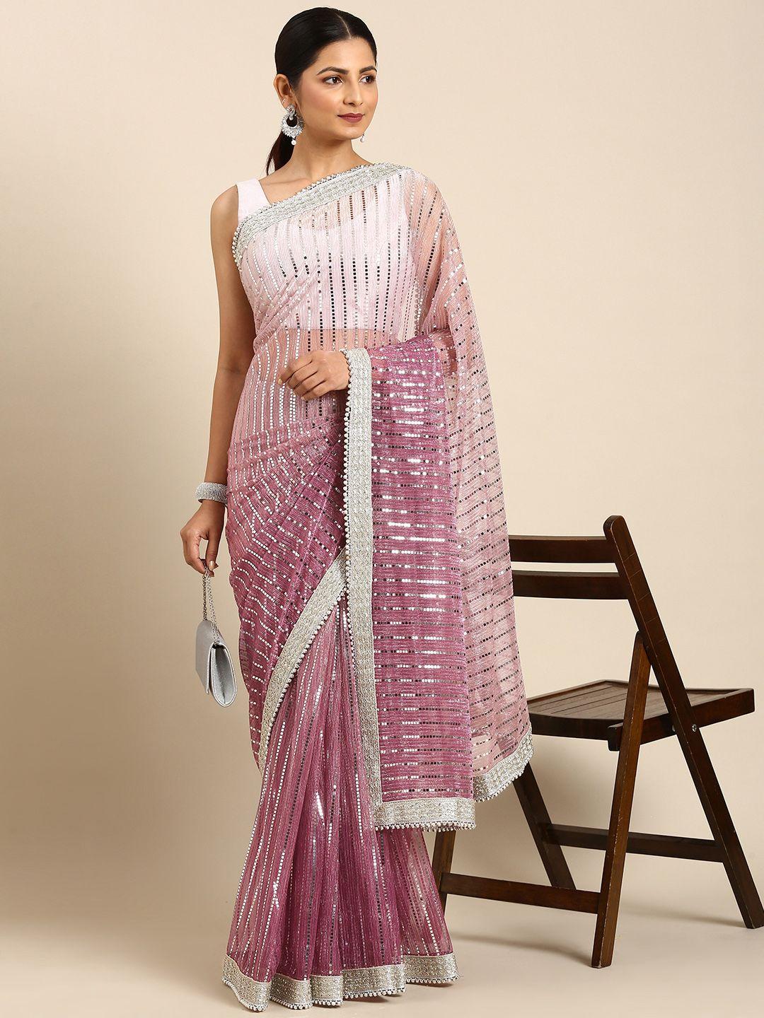 MOHEY Embellished Sequinned Net Saree