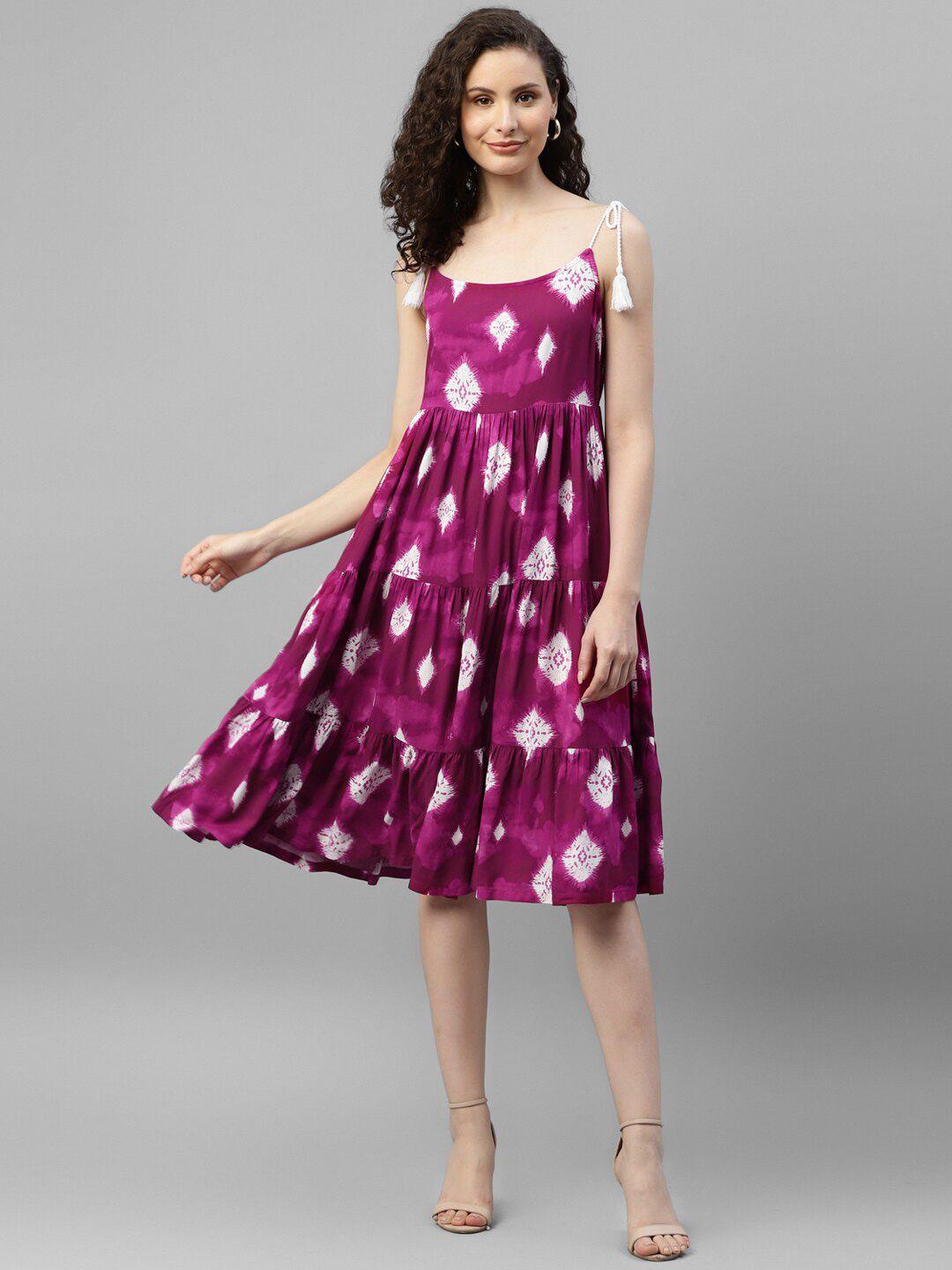 deebaco-tie-&-dye-dyed-shoulder-straps-gathered-tiered-fit-&-flare-dress