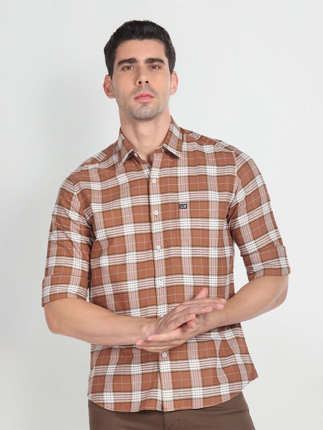 arrow-sport-spread-collar-manhattan-slim-fit-checked-casual-pure-cotton-shirt