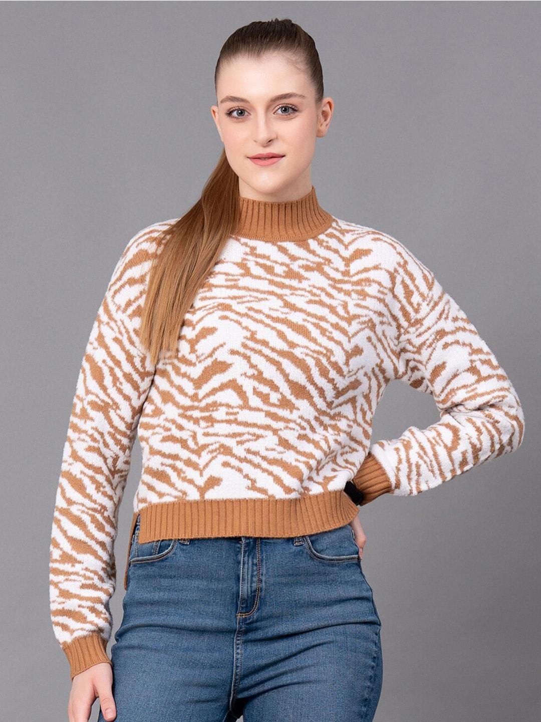 Red Tape Animal Printed High Neck Pullover