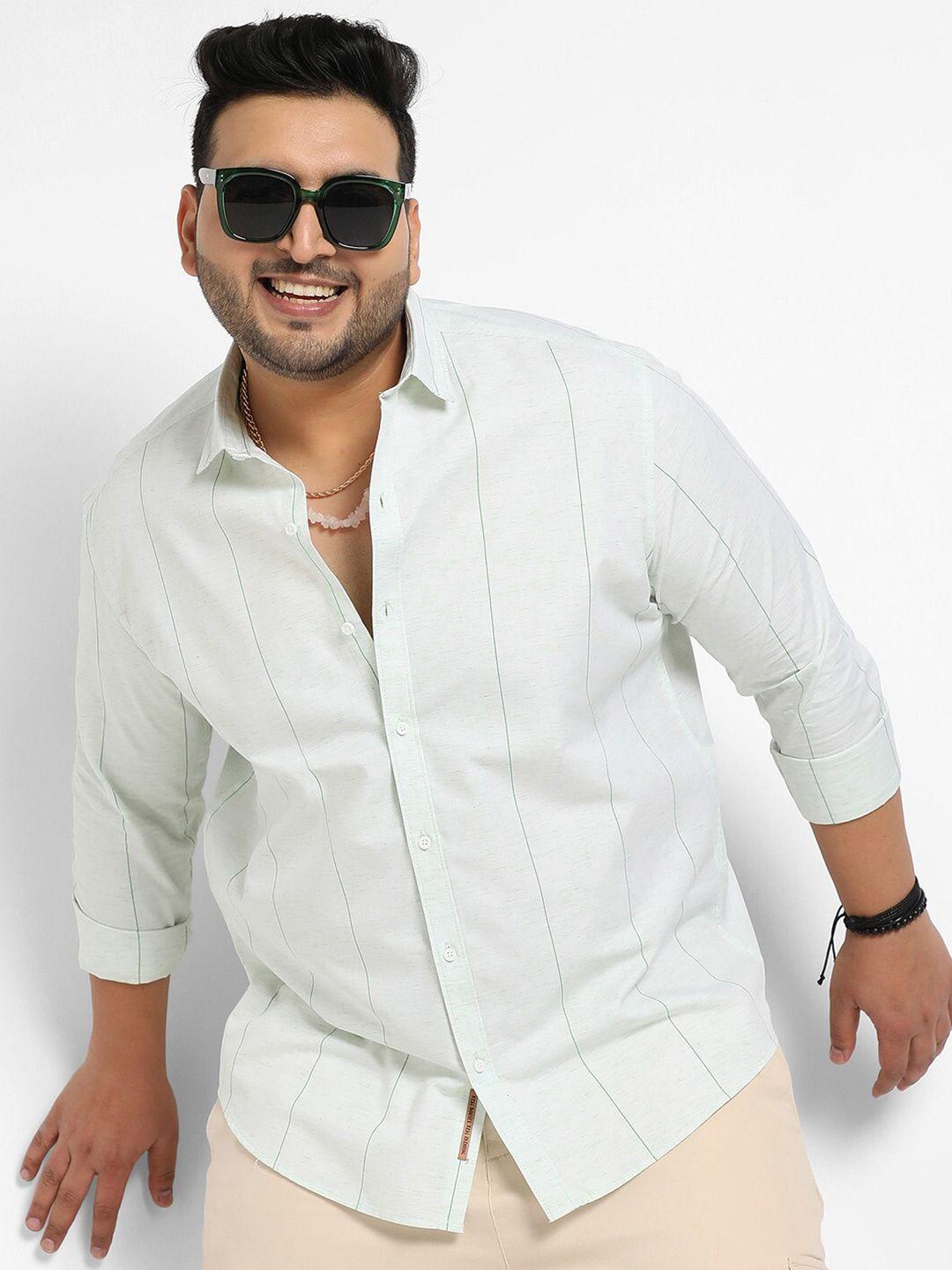 Instafab Plus Size Classic Regular Fit Horizontal Striped Cotton Casual Shirt