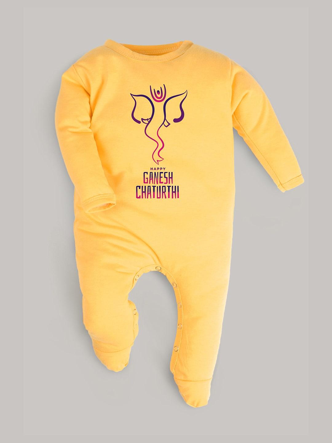 FFLIRTYGO Infants Ganesh Chaturthi Special Printed Pure Cotton Rompers