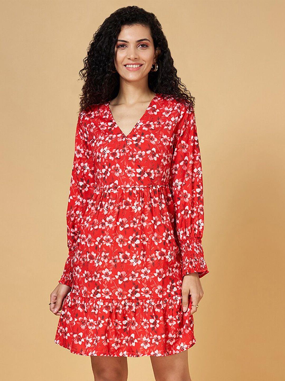 yu-by-pantaloons-floral-printed-v-neck-puff-sleeve-pure-cotton-a-line-dress
