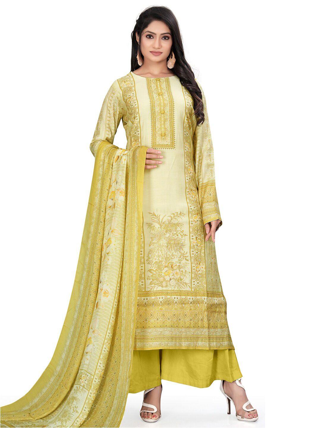 Stylee LIFESTYLE Ethnic Motifs Printed Pure Silk Unstitched Dress Material